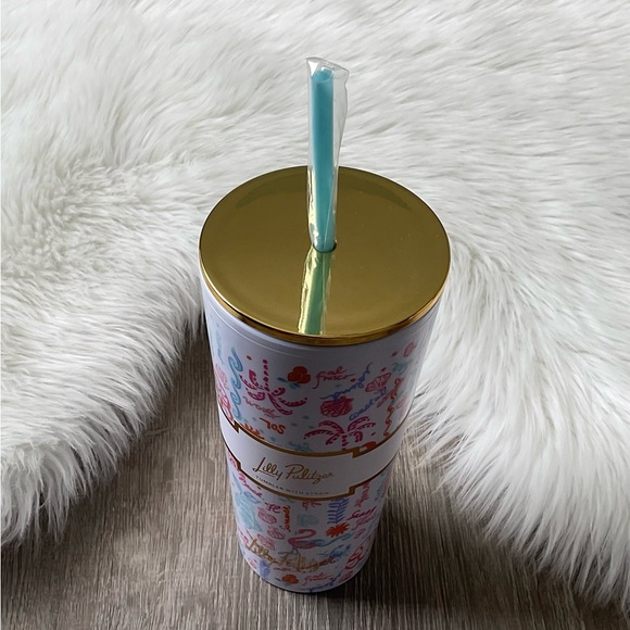 🦩💛LILLY PULITZER 24oz Tumbler with Straw Multi Summer Serenade - Picture 6 of 8